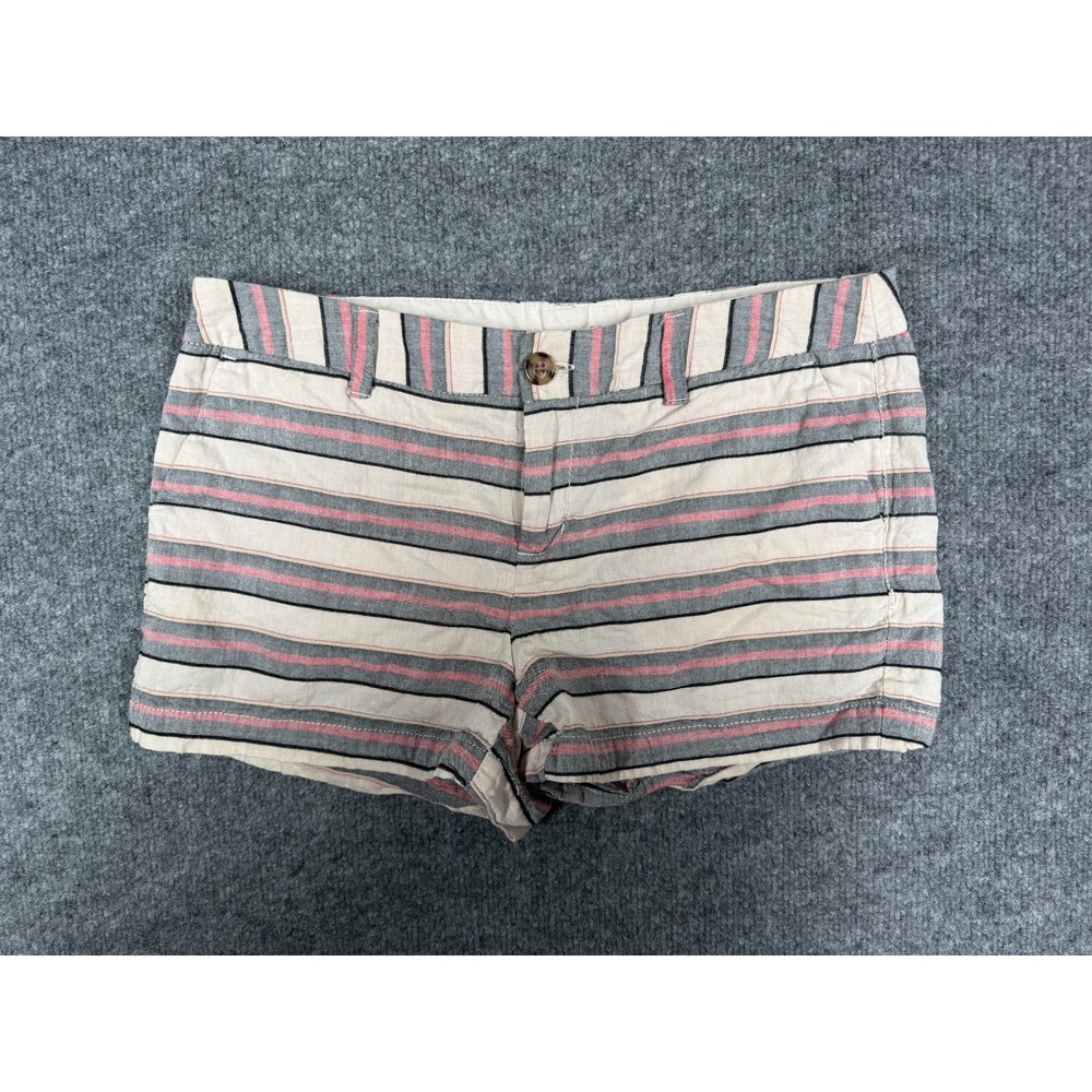 Merona Chino Shorts Womens 6 Multi Striped Cotton Low Rise Lightweight 2" Inseam
